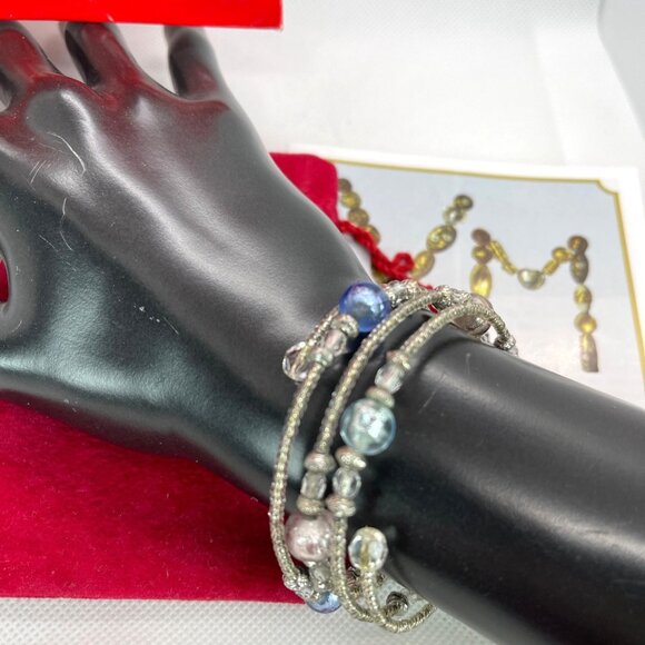 Vecchia Murano Venice Italy Glass Bead Memory Coil Bracelet Gift Bag Certificate - Picture 7 of 15